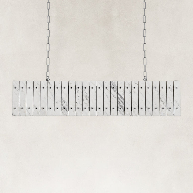 Product detail of Rectangular Marble Island Pendant against a neutral background