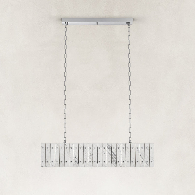 Rectangular Marble Island Pendant shown against a neutral background