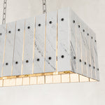 Product detail of Rectangular Marble Island Pendant against a neutral background