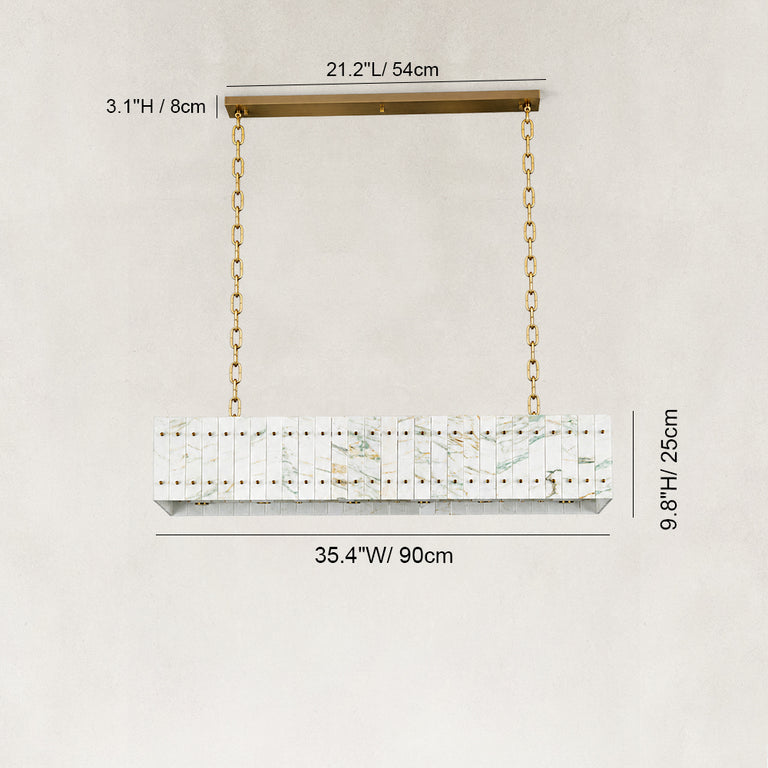 Dimension diagram for Rectangular Marble Lantern Pendant