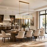 Rectangular Marble Lantern Pendant installed above a dining table
