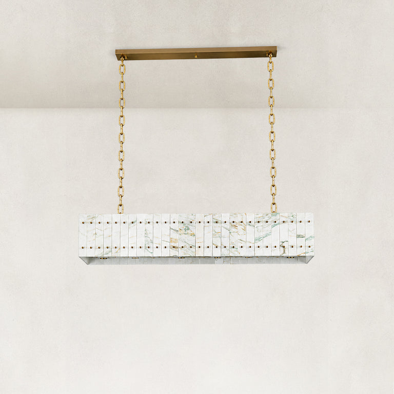 Product detail of Rectangular Marble Lantern Pendant against a neutral background