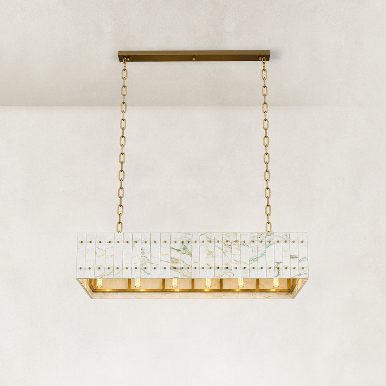Rectangular Marble Lantern Pendant shown in full against a neutral background