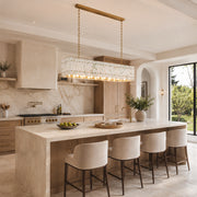 Rectangular Marble Lantern Pendant installed above a kitchen island