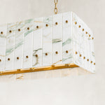 Product detail of Rectangular Marble Lantern Pendant against a neutral background