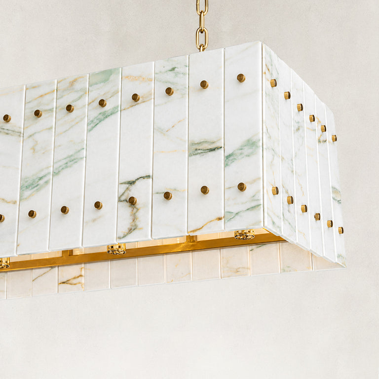 Product detail of Rectangular Marble Lantern Pendant against a neutral background