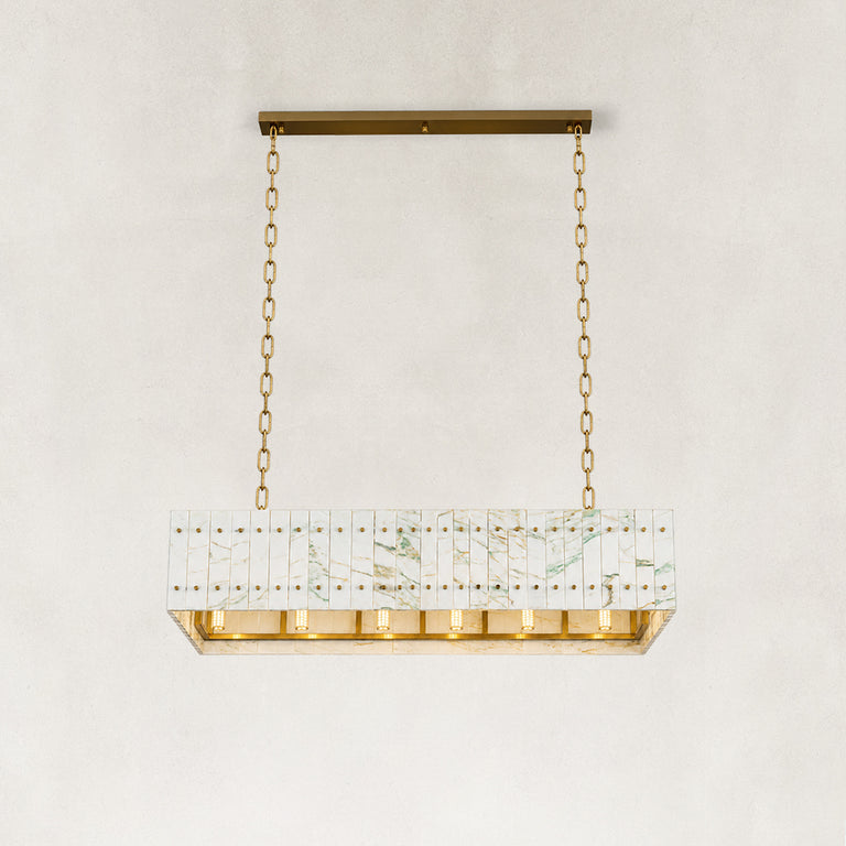 Rectangular Marble Lantern Pendant shown against a neutral background