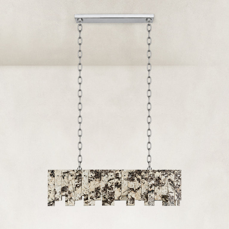 Product detail of Rectangular Mosaic Marble Island Chandelier 47.2" against a neutral background