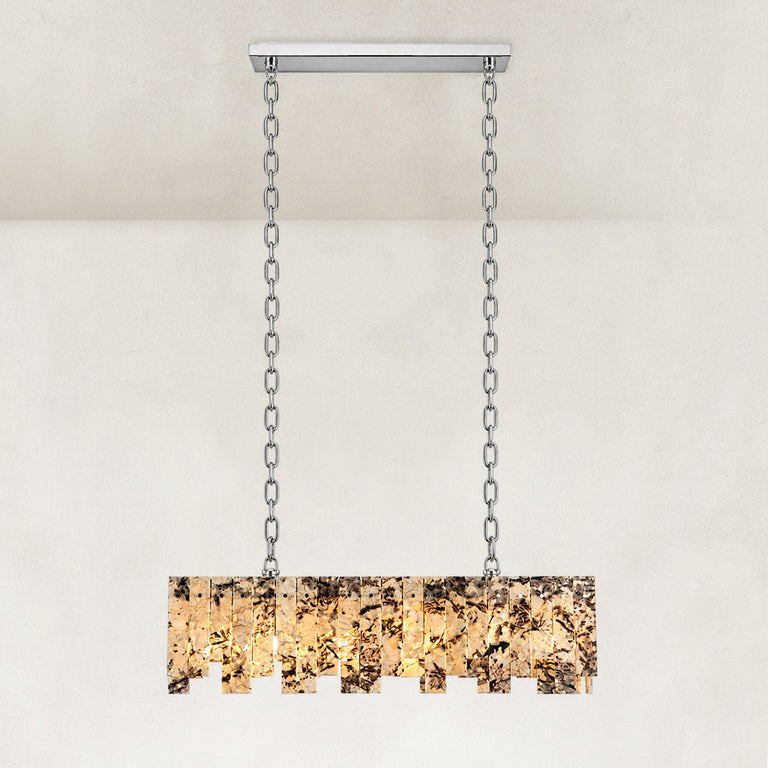 Rectangular Mosaic Marble Island Chandelier 47.2" shown in full against a neutral background