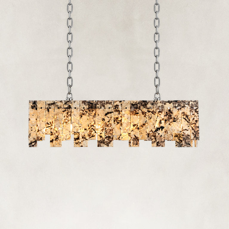 Product detail of Rectangular Mosaic Marble Island Chandelier 47.2" against a neutral background