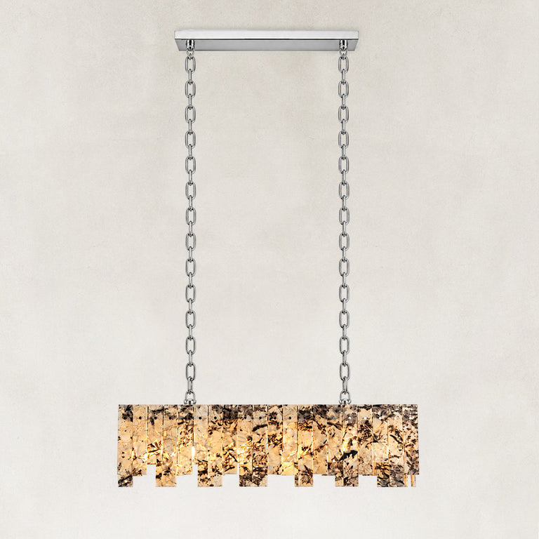 Rectangular Mosaic Marble Island Chandelier 47.2" shown against a neutral background