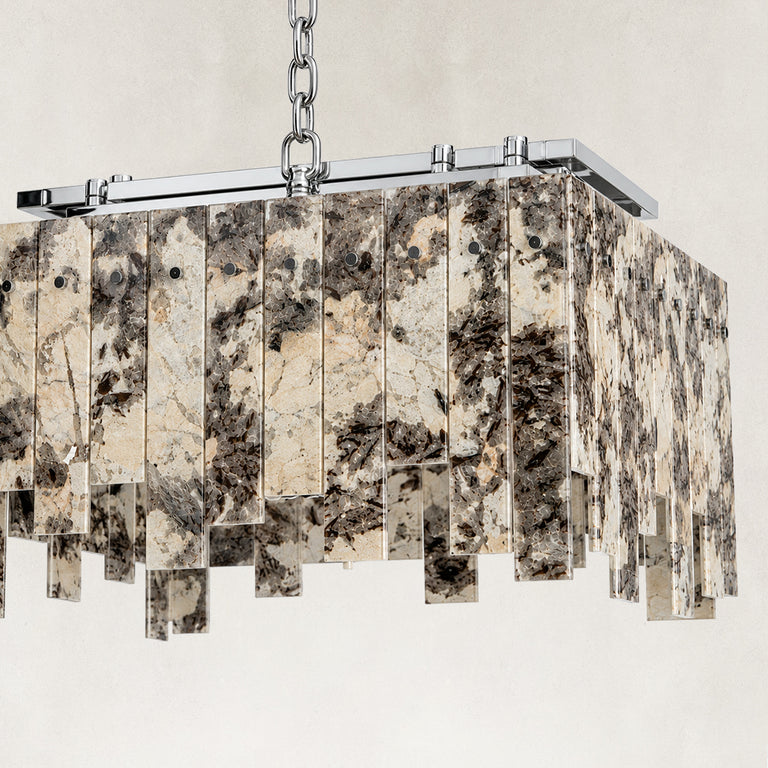 Product detail of Rectangular Mosaic Marble Island Chandelier 47.2" against a neutral background