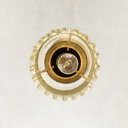 Underside detail of the brass ribbed glass mini pendant