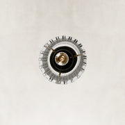Underside detail of the matte-black ribbed glass mini pendant