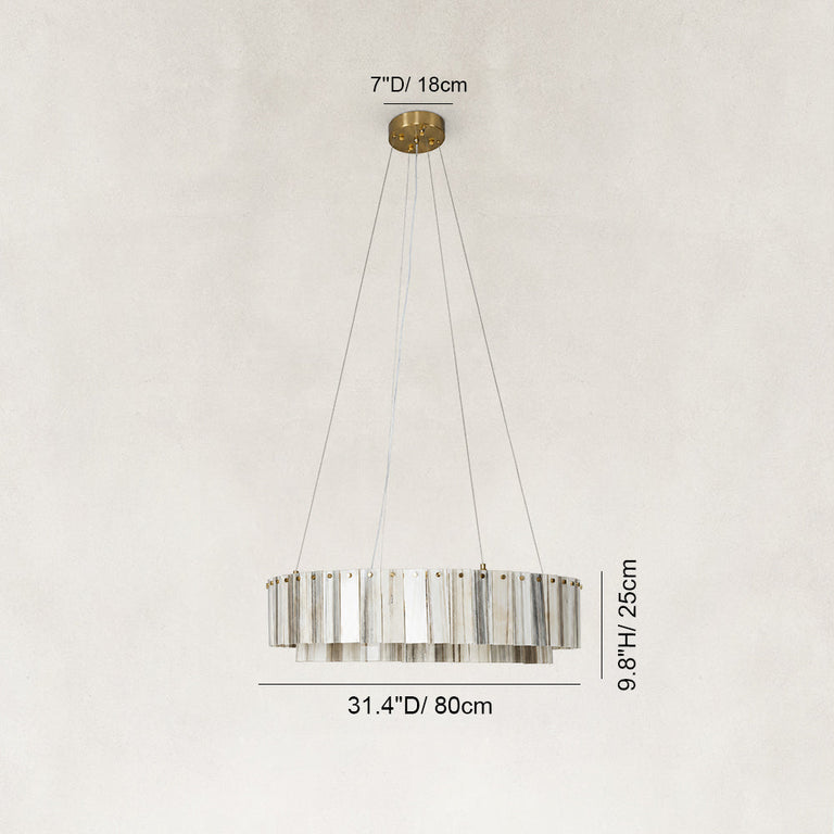 Dimension diagram for Ribbed Marble Ring Chandelier 31.5"