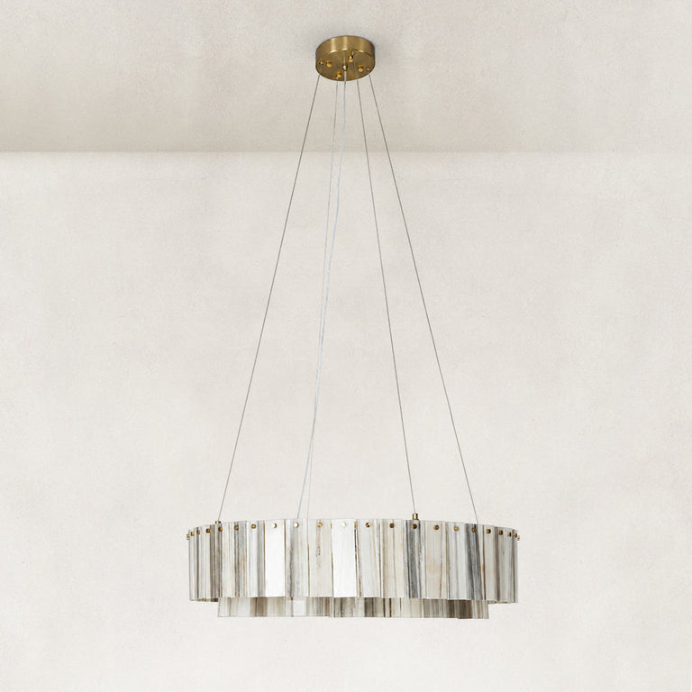 Product detail of Ribbed Marble Ring Chandelier 31.5" against a neutral background