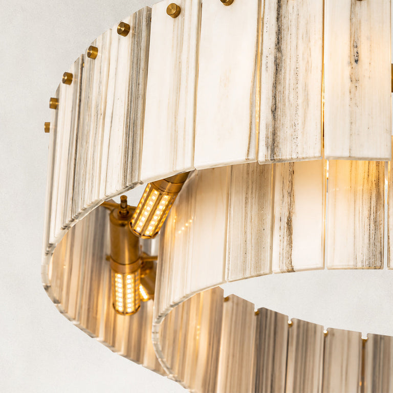 Product detail of Ribbed Marble Ring Chandelier 31.5" against a neutral background