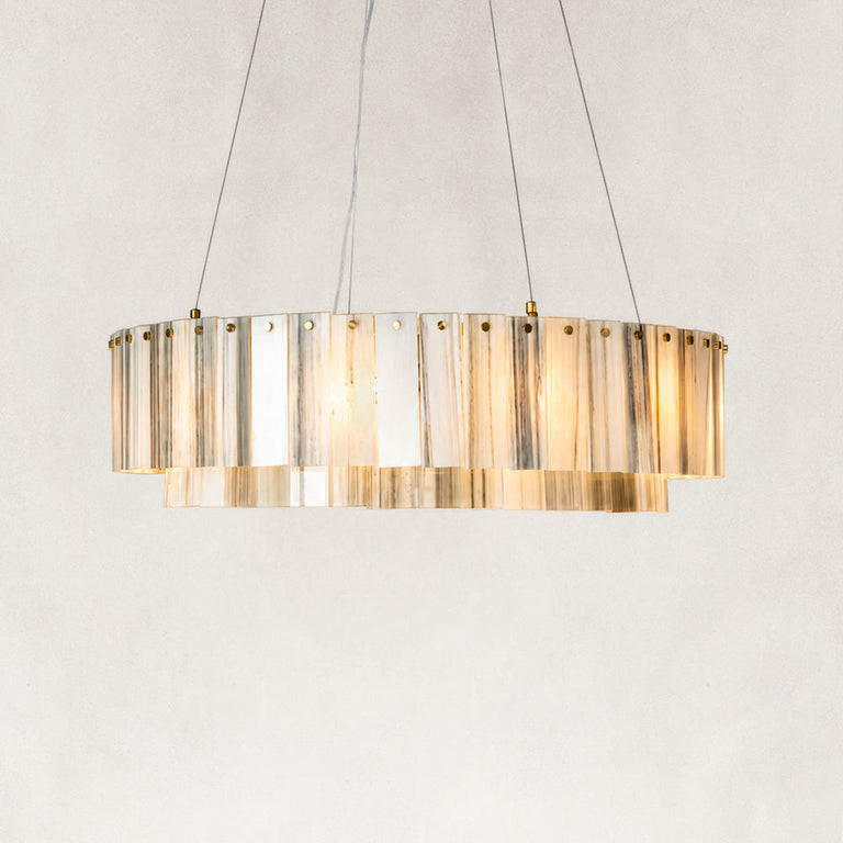 Product detail of Ribbed Marble Ring Chandelier 31.5" against a neutral background