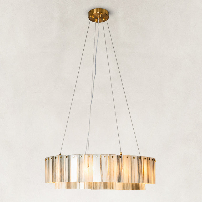 Ribbed Marble Ring Chandelier 31.5" shown against a neutral background