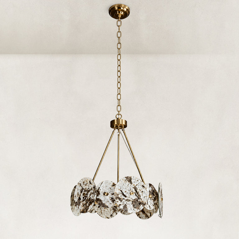 Product detail of Ringed Marble Disc Chandelier 23.6" against a neutral background