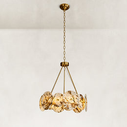 Ringed Marble Disc Chandelier 23.6
