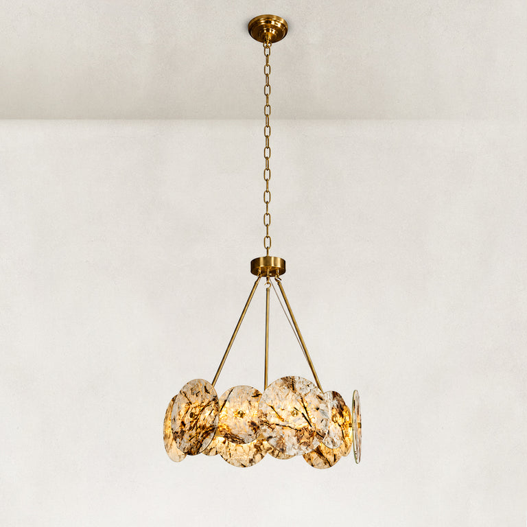 Ringed Marble Disc Chandelier 23.6" shown in full against a neutral background