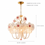 Rosalie Grande Glass Flower Chandelier dimension and specification diagram