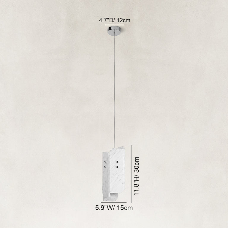 Dimension diagram for Rounded Four-Panel Marble Pendant