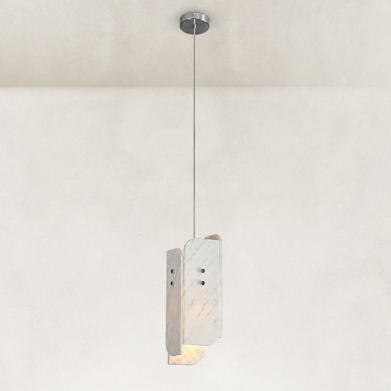 Rounded Four-Panel Marble Pendant shown in full against a neutral background