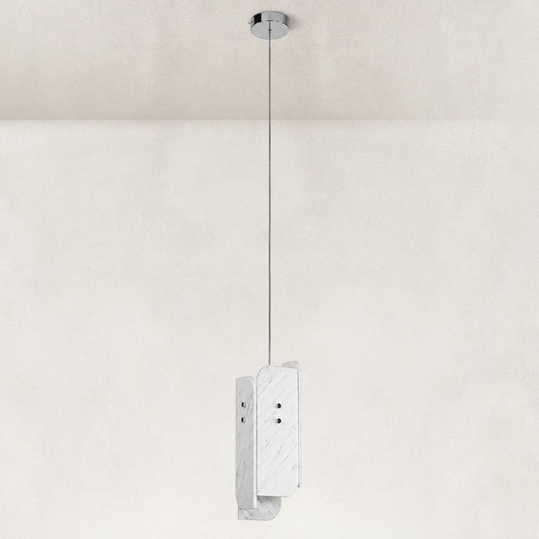 Product detail of Rounded Four-Panel Marble Pendant against a neutral background