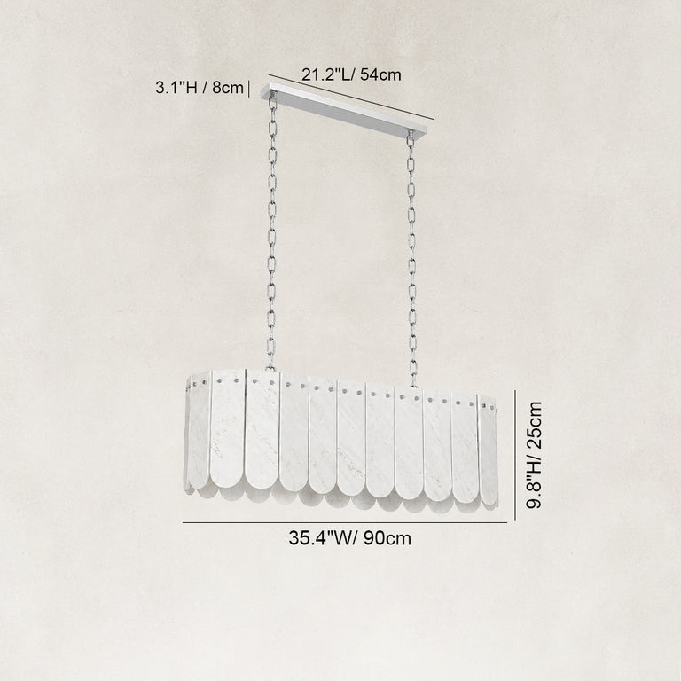 Dimension diagram for Scalloped Marble Linear Pendant