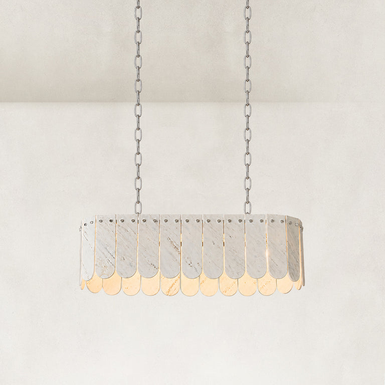 Product detail of Scalloped Marble Linear Pendant against a neutral background