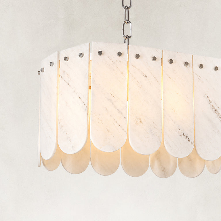 Product detail of Scalloped Marble Linear Pendant against a neutral background
