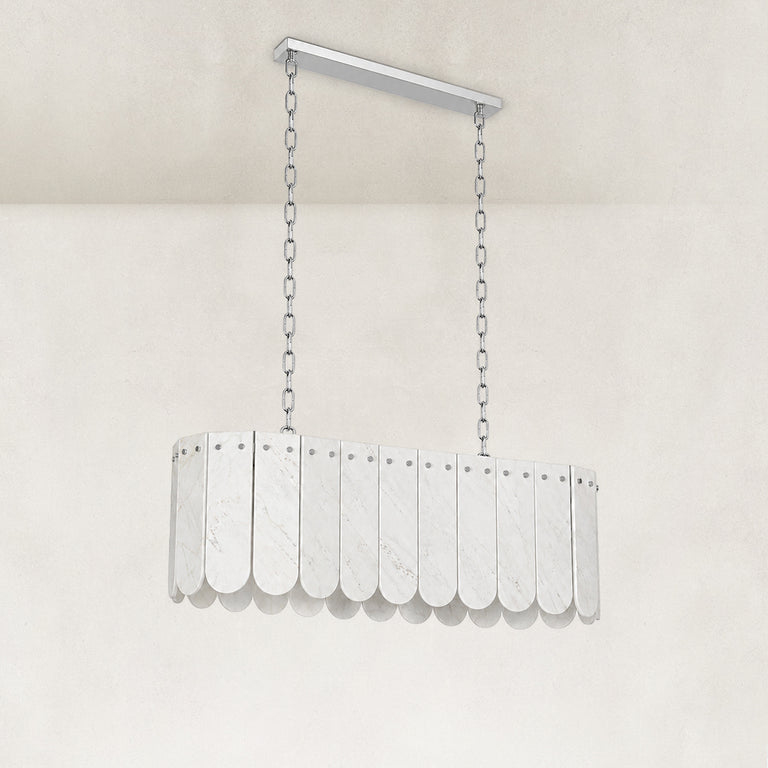 Product detail of Scalloped Marble Linear Pendant against a neutral background