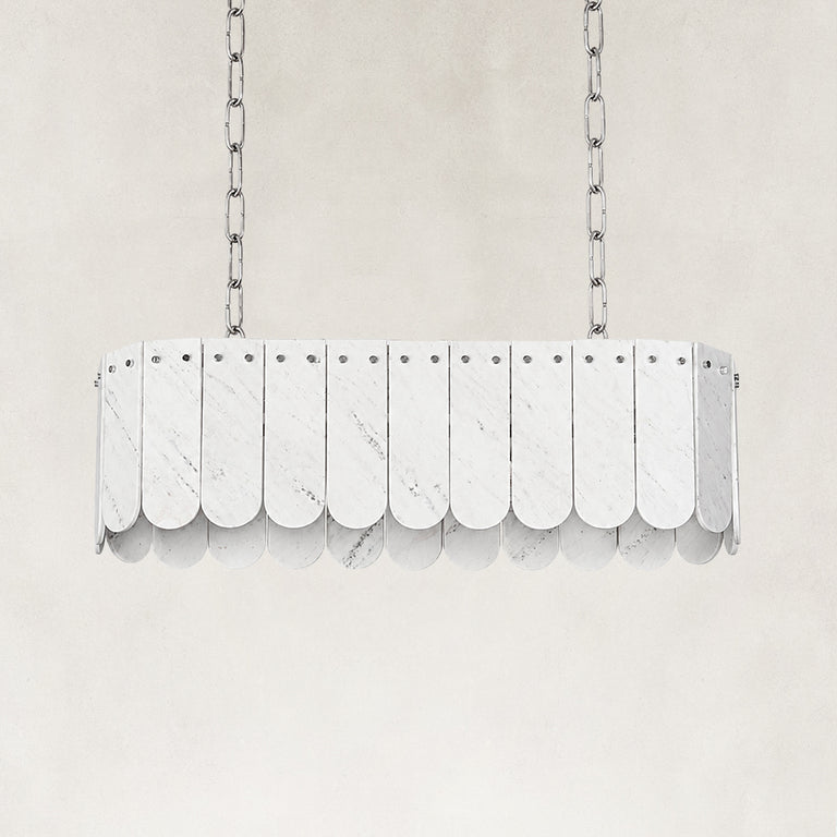 Product detail of Scalloped Marble Linear Pendant against a neutral background