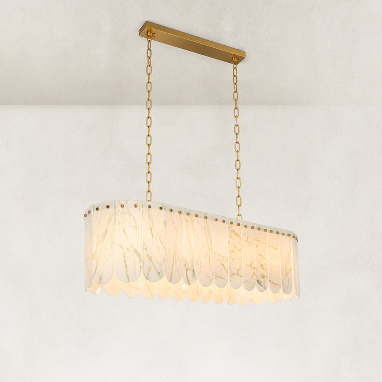 Scalloped White Marble Island Pendant shown in full against a neutral background