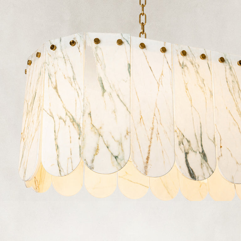 Product detail of Scalloped White Marble Island Pendant against a neutral background