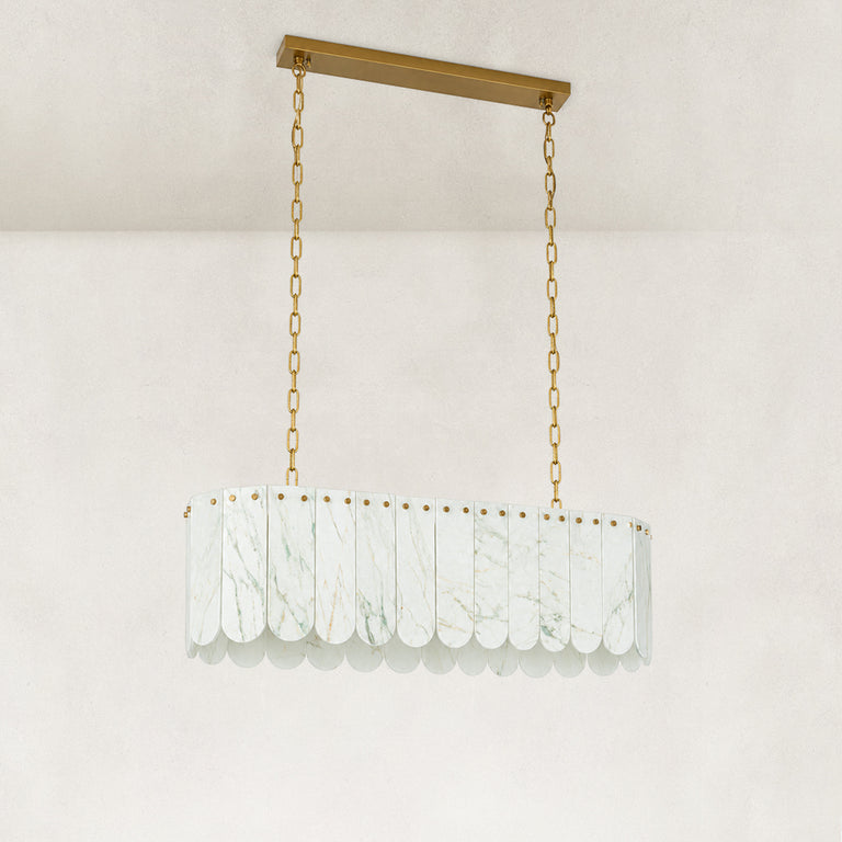 Product detail of Scalloped White Marble Island Pendant against a neutral background