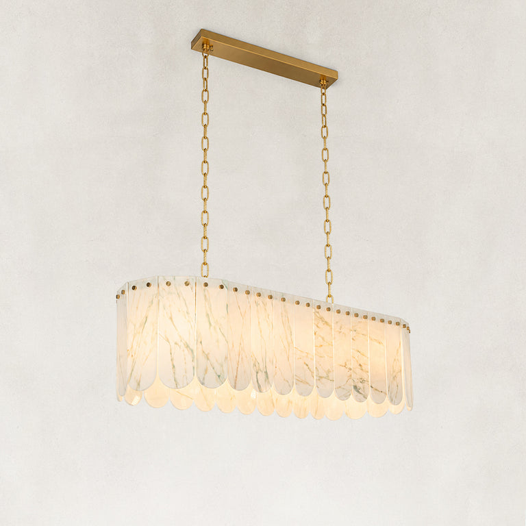 Scalloped White Marble Island Pendant shown against a neutral background
