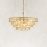 Sculpted Glass Drum Chandelier in Clear Glass - alternate angle