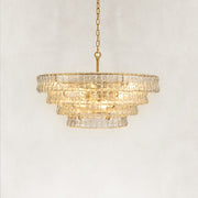 Sculpted Glass Drum Chandelier in Clear Glass - alternate angle