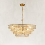 Sculpted Glass Drum Chandelier in Clear Glass - complete fixture