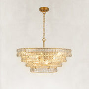 Sculpted Glass Drum Chandelier in Clear Glass - complete fixture