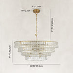 Sculpted Glass Drum Chandelier in Clear Glass - dimension diagram