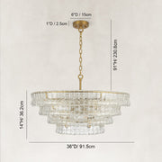 Sculpted Glass Drum Chandelier in Clear Glass - dimension diagram