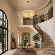 Sculpted Glass Drum Chandelier in Clear Glass - interior setting