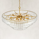 Sculpted Glass Drum Chandelier in Clear Glass - material detail