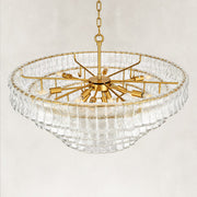 Sculpted Glass Drum Chandelier in Clear Glass - material detail