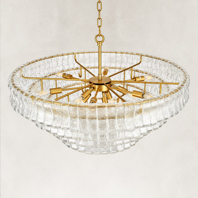 Sculpted Glass Drum Chandelier in Clear Glass - material detail