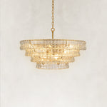 Clear glass chandelier detail.